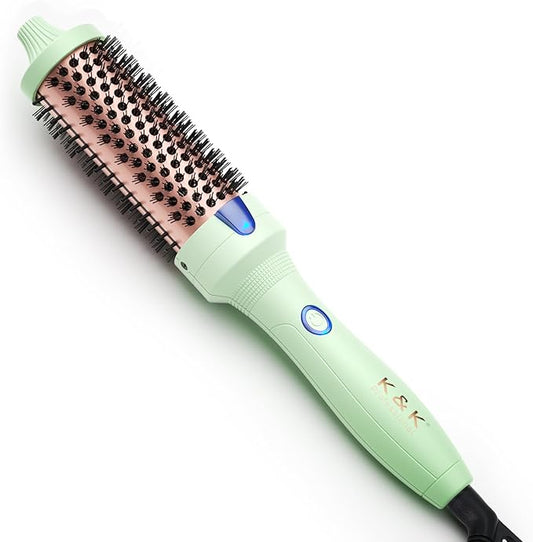 K&K Thermal Brush for Blowout Look, 1.5 Inch Ionic Heated Round Brush Makes Hair Smoother, Dual Voltage Thermal Round Bristle Get Natural Curls, Easy to Use, 30S Fast Heating