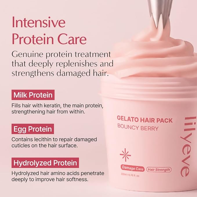lilyeve REPAIRTURN Gelato Hair Pack, Milk, Egg & Protein for Hair Repair, Hair Mask for Split End Smoothing, Damaged Hair Treatment, Boost Hair Elasticity - Korean Hair Care, Silky Banana 6.76 fl.oz