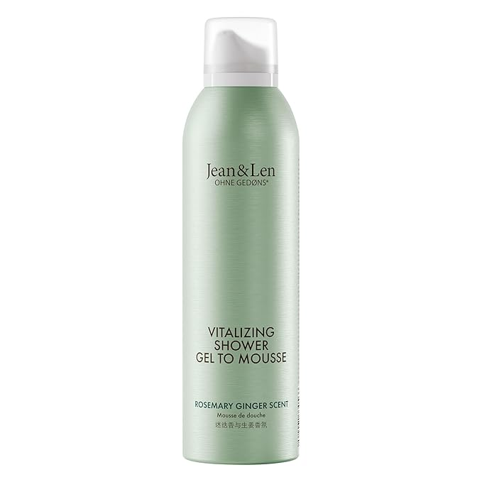 Jean & Len Shower Soufflé Rosemary & Ginger, with almond, jojoba and babussa oil, for a fragrant cleansing experience, for normal to dry skin, shower foam, without parabens & silicones, 6.76 Fl. Oz.