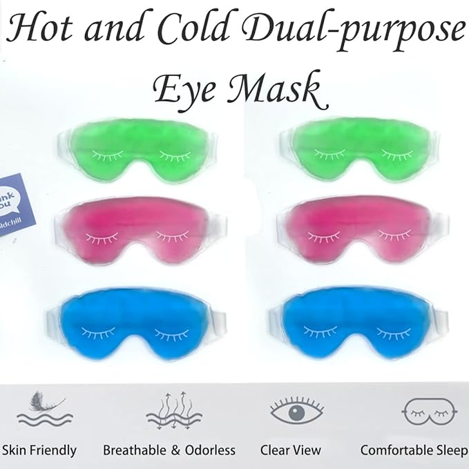 Cooling Eye Mask, Reusable Cold Eye Mask for Hot Cold Treatment (2 Green)