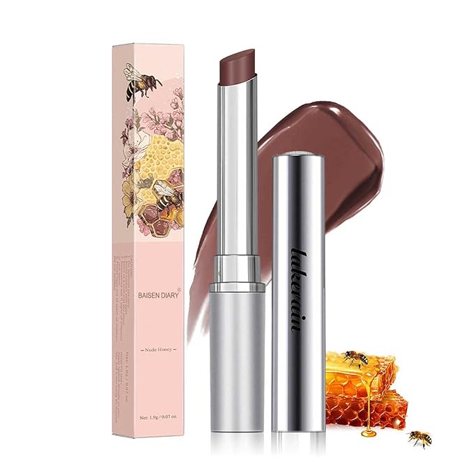 BAISEN DIARY Honey Lipstick Tinted Lip Balm - Sheer Hydrating Lipstick for All Skin Tones - Moisturizing Lip Color, Nourishing Lip Balm with a Hint of Natural Black Cherry Tint (Nude Honey)