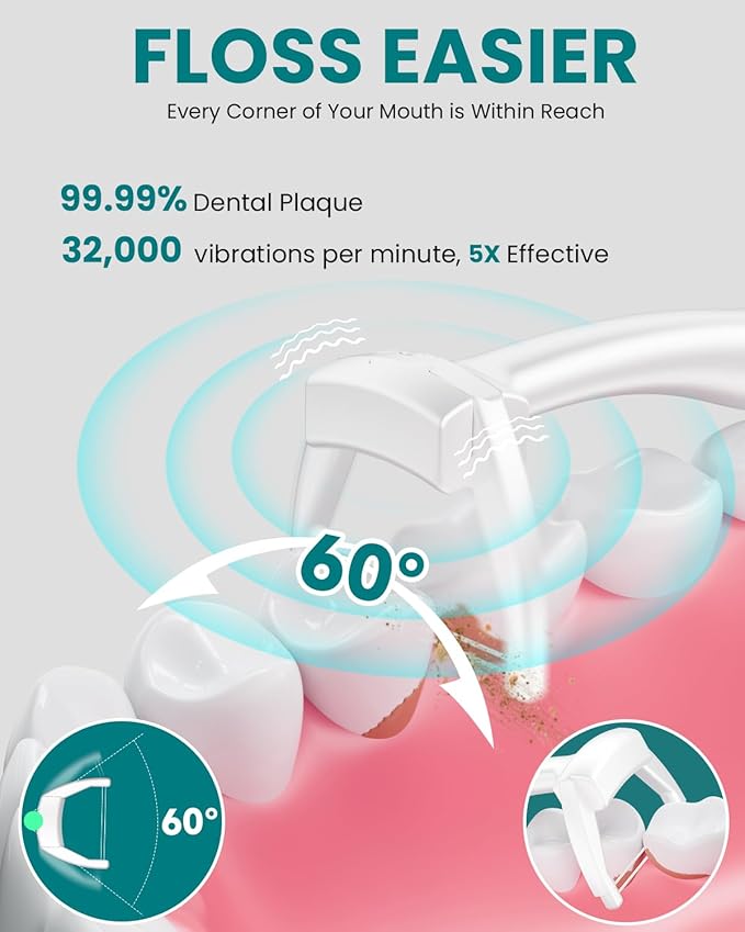 CNAPES Electric Flosser for Teeth & Adults with 54 Refill Heads + 5 Speeds, Gentle Gliding Floss for Sensitive Gum Care,Water Flosser Alternative, Sonic Oscillation Deep Clean