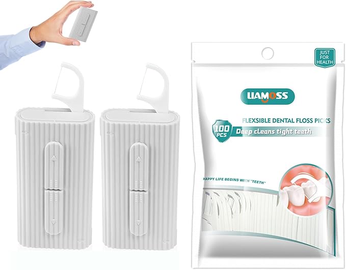 Dental Floss Picks-LIAMOSS Flossers with Floss Dispenser,No-Break & No-Shard Adults Toothpicks Sticks 120 Count,The Best Dental Oral Care,Perfect Portable Floss Case Clean Teeth,for Home or Travel