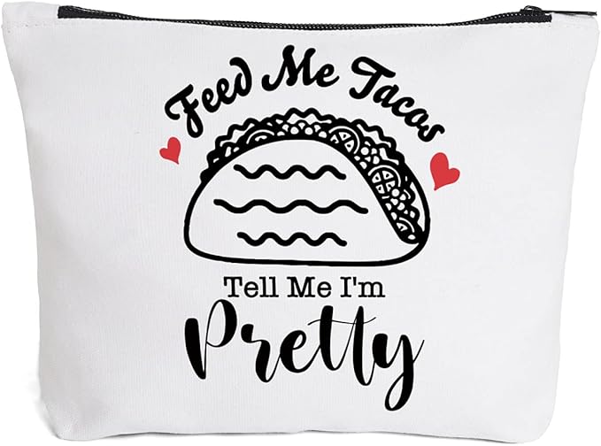 IHopes+ Funny Makeup Bag Gift for Women Best Friends Sister Taco Lover | Cute Taco Makeup Zipper Pouch Bag Cosmetic Travel Accessories Bag Toiletry Case Gifts for Birthday Christmas