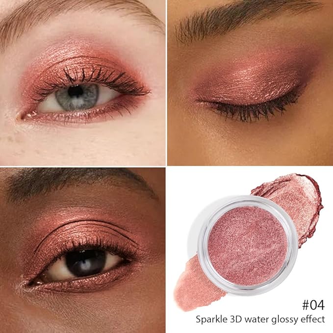 Peach Coral Shine Cream Shimmer Eyeshadow – Warm Peach Coral Eye Shadow, High Pigment Glitter Pearl Shade, Waterproof Long-Lasting Crease-Proof Single Eyeshadow for Natural Soft Glam Eye Makeup 4