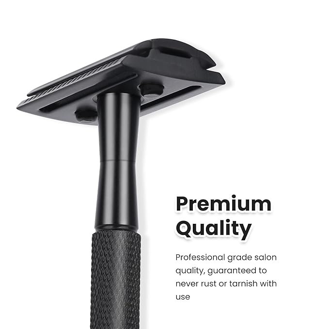 Eco-Friendly Safety Razor With 10 Premium Stainless Steel Blade Safety Razors For Men Shaving Razor, Smooth Wet Shave Experience, Gun Black