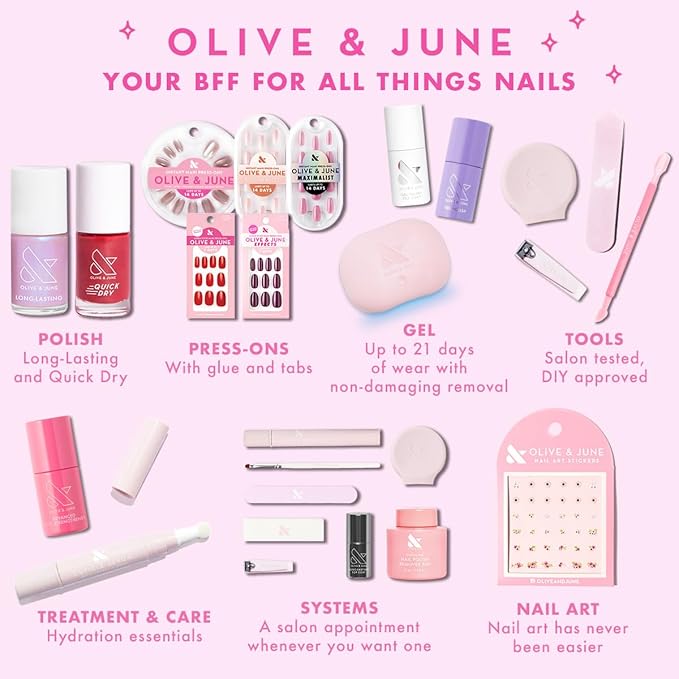 Olive & June Long Lasting Nail Polish | Valentine's Day | Plump Gel-Like Finish No Lamp Needed | Lasts up to 10 days | Salon-Quality 15-Free, Vegan & Cruelty-Free Chip-Resistant | GH Baby Pink