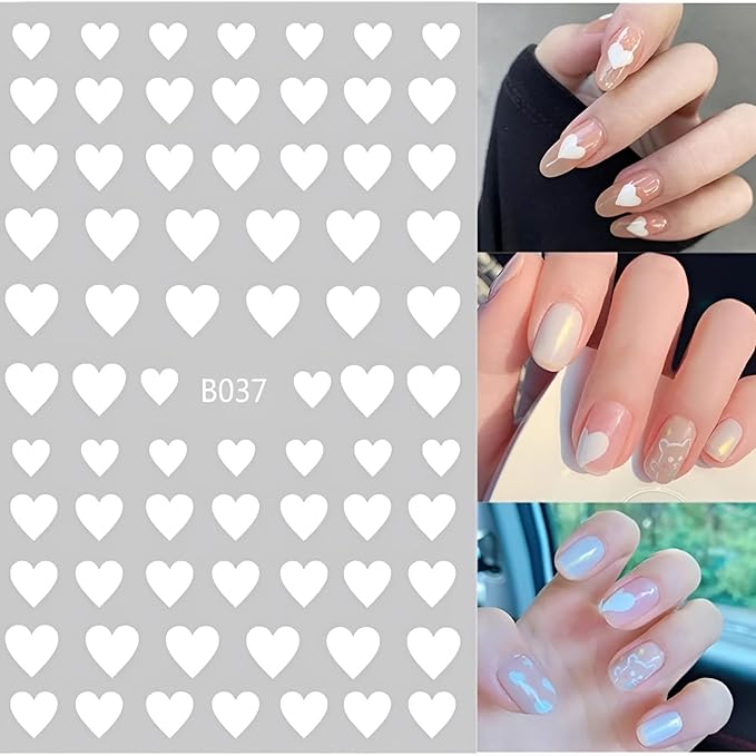 8 Sheets Valentine's Day Nail Art Stickers Heart Nail Supplies 3D Self-Adhesive Pegatinas Uñas Valentine's Day Nail Supplies Nail Art Design Decoration Accessories for Women and Girls