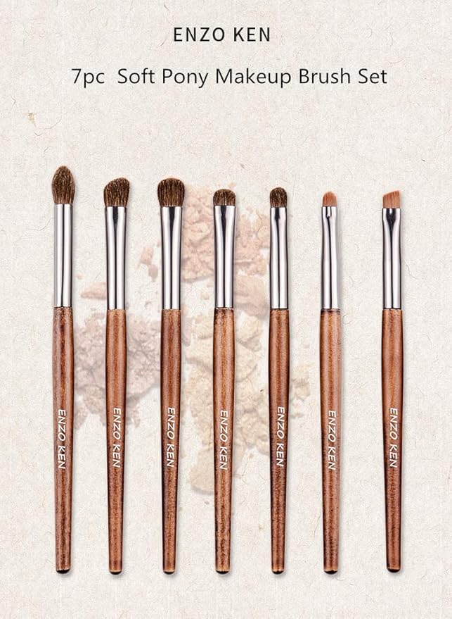 ENZO KEN Natural Pony Hair Eye Shadow Brush Set, Small Eyeshadow Brushes Set, Eye Makeup Brushes Set Professional, Small Nose Contour Brush, Angled Eyeshadow Brush, Eyeshadow Blending Brushes