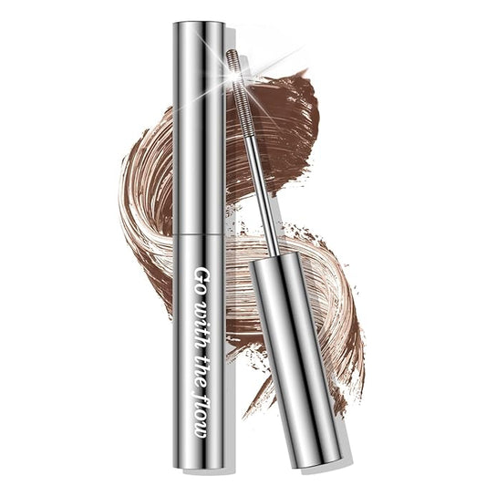 KYDA Brown Iron Wand Curling Mascara, Lasting 3D Curling Eyelashes, Washable Metal Wand Mascara, Waterproof Smudge-proof, Natural Thick Clear Lashes-looking