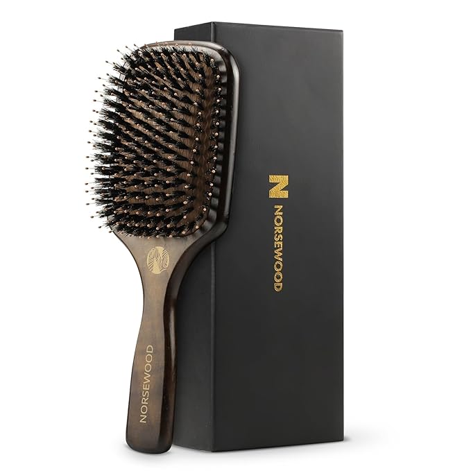 Boar Bristle Hair Brush Set, Soft Bristle Detangler for Long, Short, Thin, Curly, Straight, or Wavy,Hairbrush for Enhancing Shine,Great for Men, Women, and Kids