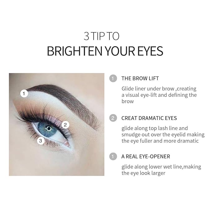 Fashionwu White Eyeliner Pencil Professional Highlighter Eye Liner Pen Soft Strokes Waterproof Long-Lasting Eyeshadow Eye Silkworm Brighten Pencil Beauty Makeup Tool (48pcs)
