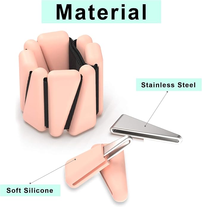 Adjustable Women Wrist Weights - Silicone Bracelet Button 1 LB 2 Per