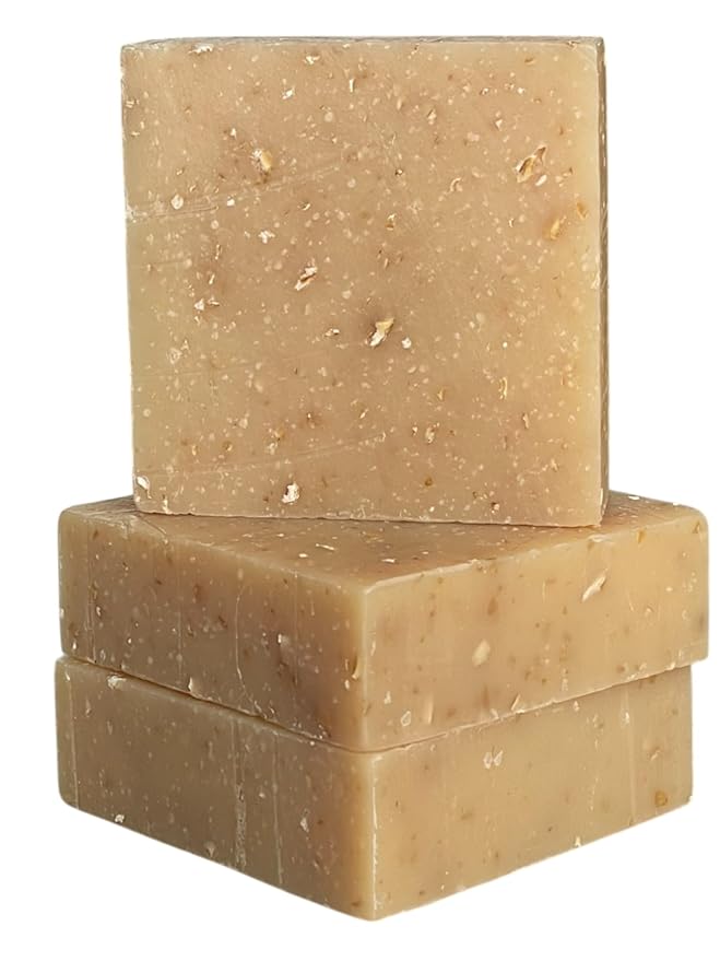 Dr. Wally's Handcrafted Soap Oatmeal5 oz Bar, with Shea Butter and enrich with Olive Oil, All Natural - Cold process - 100% Handmade - Unscented - Made in USA, pack of (3)