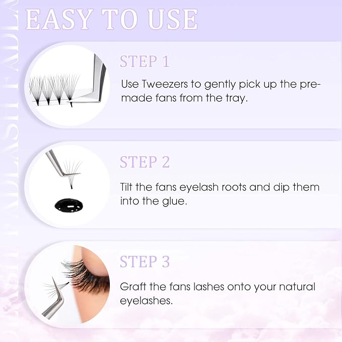 FADLASH Premade Lash Fans C Curl Premade Fans Eyelash Extensions 16D 0.07 Volume Lash Fans Premade Handmade Premade Lash Extensions Fans (16D-0.07C-8-14mm)