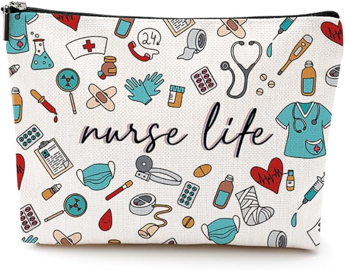 Inspirational Nurse Gifts, Makeup Bag Nurse Accessories for Work Nursing Practitioner Gift for Women Cosmetic Bag Rn Gifts for Nurses Graduation Nurse's Week Appreciation Christmas Birthday Gift