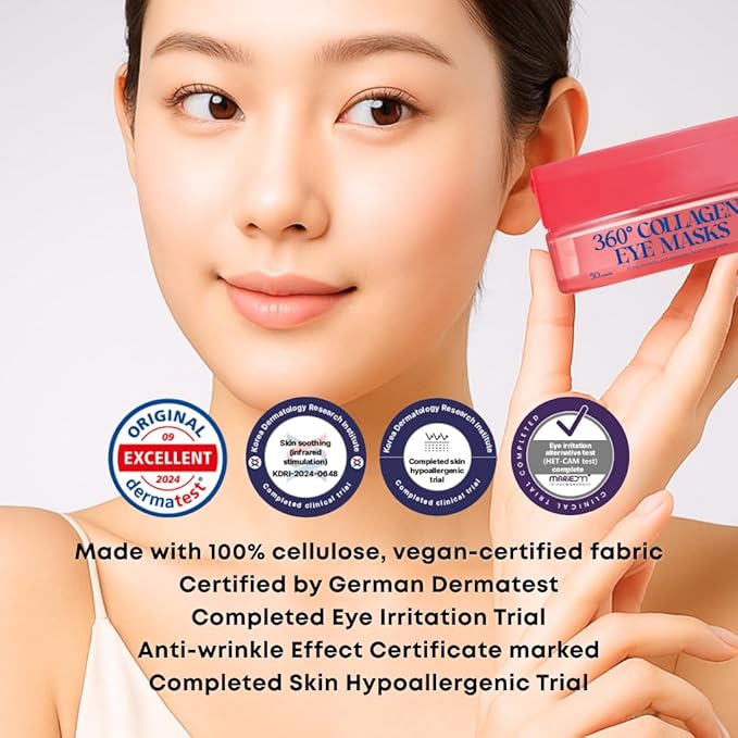 SOMISOME 360° Collagen Eye Masks – Korean Under Eye Patches with Bakuchiol Retinol, Fine Lines & Wrinkle Care, Dark Circle Treatment, 50 Masks