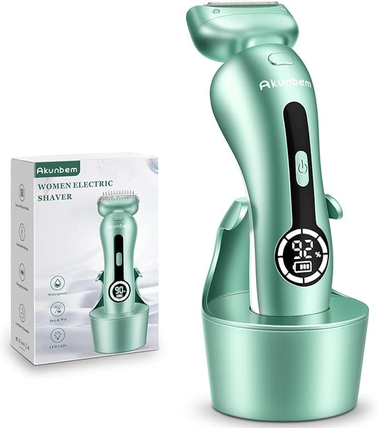 Electric Razor for Women Electric Shaver for Legs Bikini Trimmer for Women Underarm Public Hairs Rechargeable Womens Shaver with Detachable Head Wet Dry Use Painless Cordless