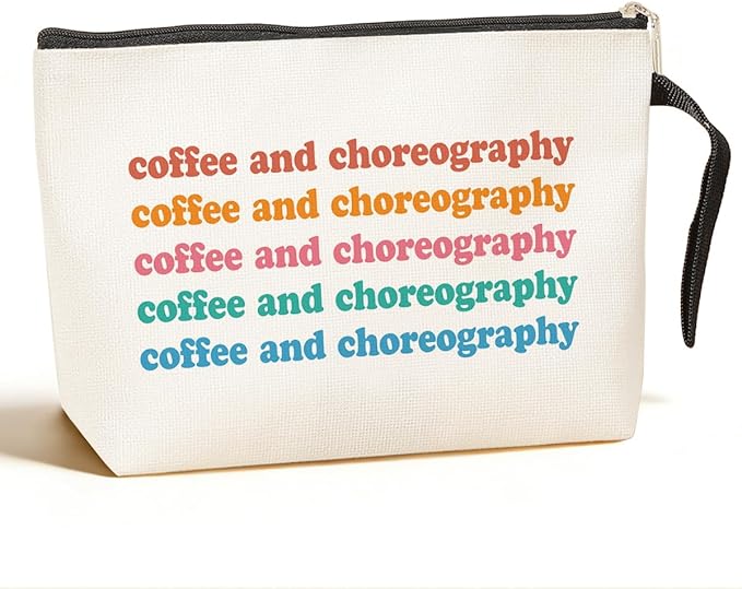 Jztco Dancer Gifts Coffee Lover Gifts Cosmetic Bag Dance Stuff Makeup Bag Cheerleader Gifts for Girls Women Dance Lover Coffee Themed Gifts Dance Teacher Gift Dance Moms Merch Cheer Gift Travel Bag