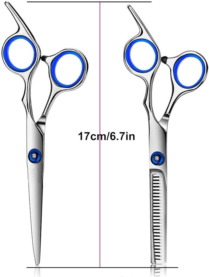 Hair Cutting Scissors Hair Thinning Texturizing Shears Hairdressing Shears With Detachable Finger Ring for Barber/Men/Women/Salon&Home (Blue 2)