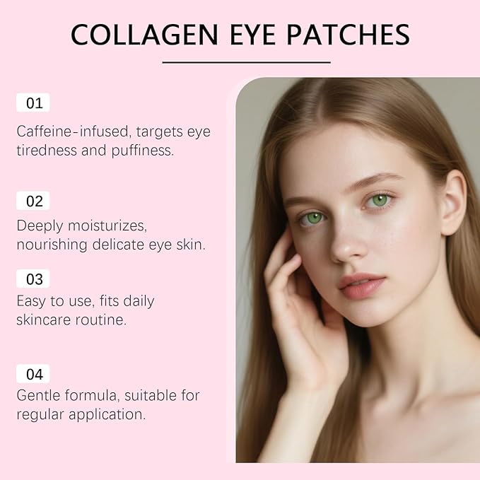CHHQLZS Serene Eye Patches with PDRN Collagen, Instant Anti-Wrinkle Eye Mask for Dark Circles & Puffy Eyes, Hydrating Under Eye Patches with Hyaluronic Acid, Instalift Treatment, 8 Pairs