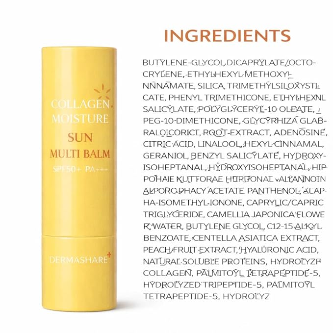 Dermashare Collagen Sun Grow balm SPF50 Brightening &Hydrating UV Shild for Glowing Skin Anti-Aging Korean Skincare 11g(0.38oz)