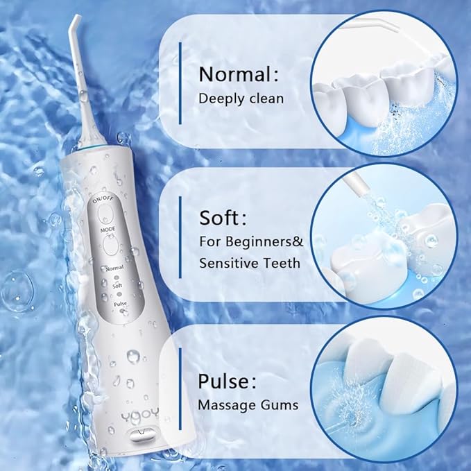 YOOY Water Dental Flosser Teeth Portable Cordless Oral Irrigator Gums Braces Orthodontic Care Irrigation Cleaner Electric Waterflosser Flossing for Teeth Cleaning Rechargeable for Home Travel