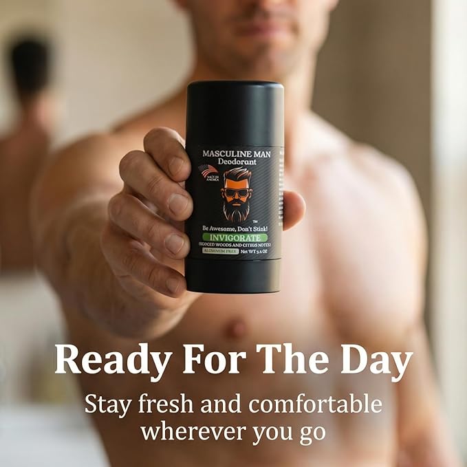 Deodorant for Men - Aluminum Free Mens Deodorant - Travel Size Natural Deodorants - Sweat Protection for Underarm, Stain-Free Stick Deodorants, Made in USA, 3.2oz (Pack of 2, Invigorate)