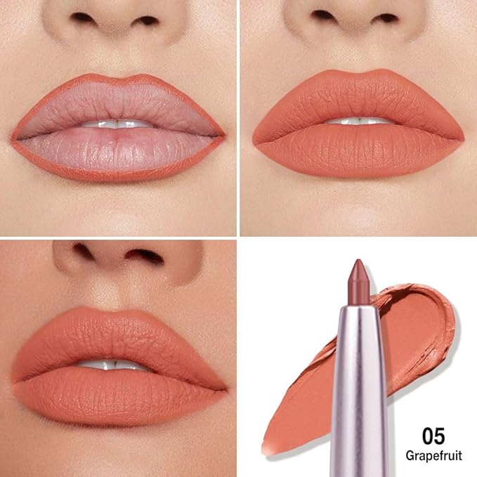 evpct Silky Smooth Lip Liner Pencil Retractable, Orange Red Lip Liner Creamy Long-Lasting Formula for Precision Contouring Matte Velvet Pigmented Rich Lip Colors Crayon Lipstick 05