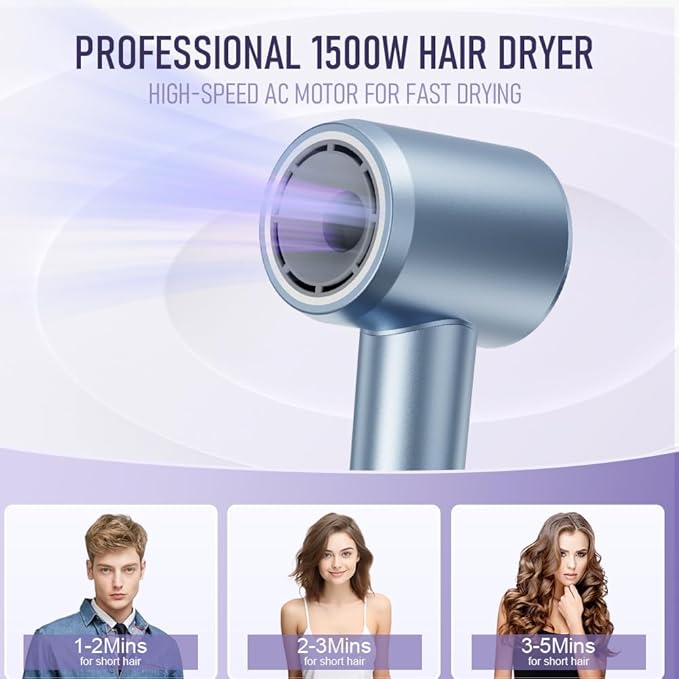Hair Dryers,UOUOM Travel Hair Dryer, Low Noise,Compact Hair Dryers for Women, 120M Ionic Hair Dryers with Magnetic Attachments, Fast-Drying for All Hair Types