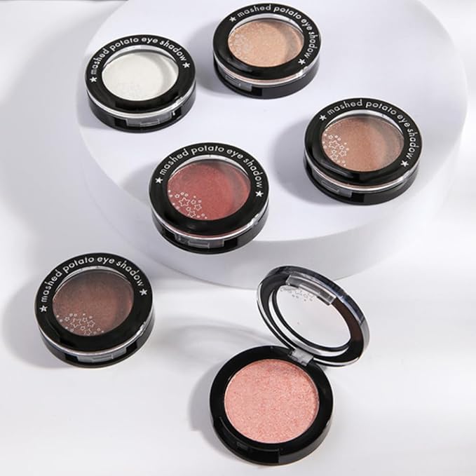 Monochrome Powder Eyeshadow Palette Makeup,Pink Natural Neutral Single Shimmer Eye Shadow for Older Women,Sparkly Eye Finish,Long Lasting Naturing-Looking