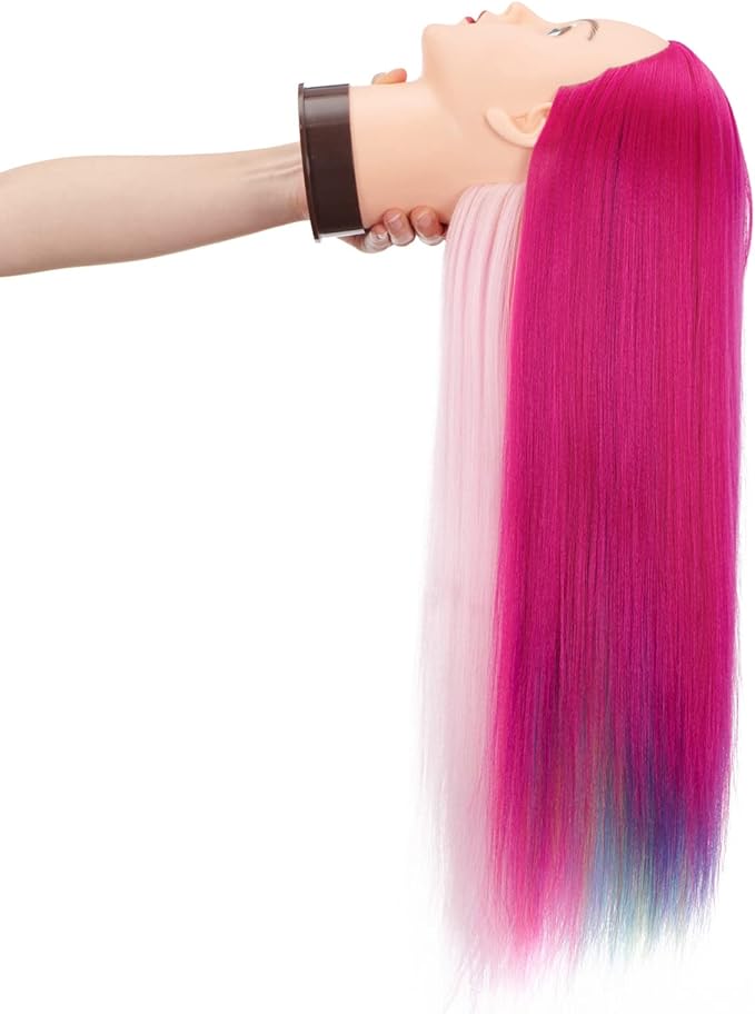 Hairingrid 26"-28" Mannequin Head Hair Styling Training Head Manikin Cosmetology Doll Head Synthetic Fiber Hair and Free Clamp Holder (R71919W0320)