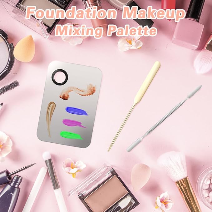 5PCS Makeup Mixing Palette, Stainless Steel Cosmetic Makeup
