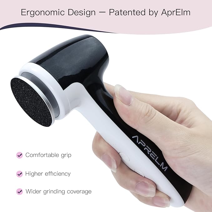 Rechargeable Electric Foot Callus Remover with 3-Sizes 120Pcs Sandpaper Discs, Professional 1000RPM 3-Speed Control Electric Foot File (E7 Black)