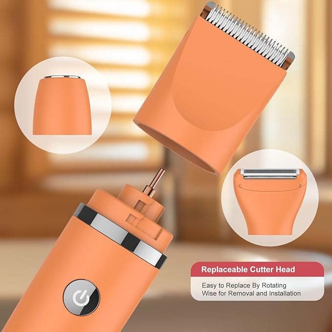 3-in-1 Electric Razor IPX7 Waterproof Bikini Trimmer Wet & Dry Use Painless Personal Trimmer Groomer for Ladies Face Body Legs Bikini Public Hairs Electric Lady Shaver with Replaceable Heads