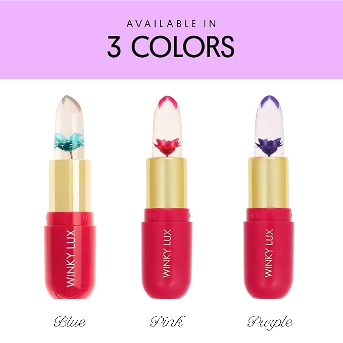 Winky Lux Flower Balm, pH Lip Balm, Color Changing Lipstick and Tinted Lip Balm Stain, Vegan & Cruelty Free Hydrate & Plump, Sheer Pink Lipstick, Purple Flower