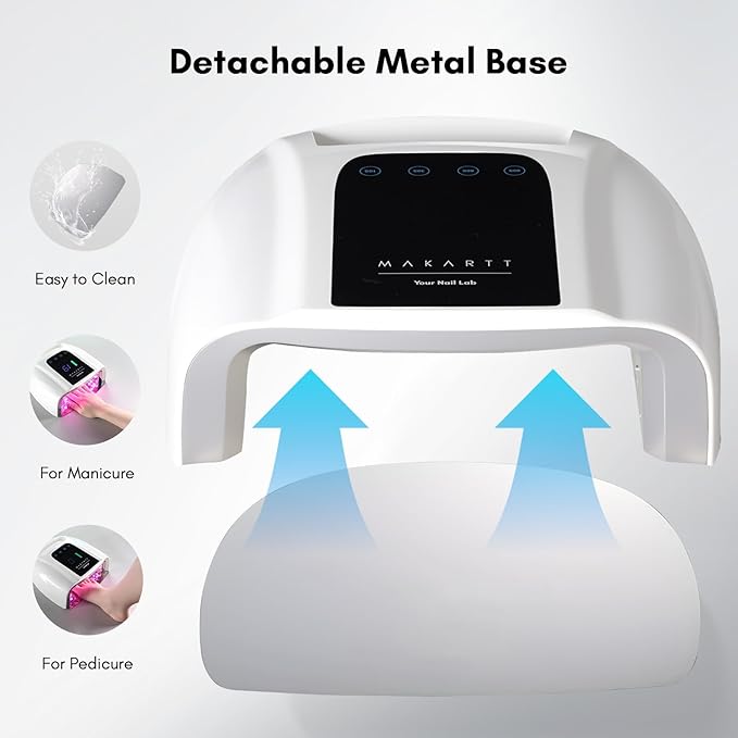 Makartt UV LED Nail Lamp – Fast Curing UV Light with Handle Nail Dryer with 42 Beads 4 Timers Cordless Rechargeable Design LCD Touchscreen & Smart Sensor(White)