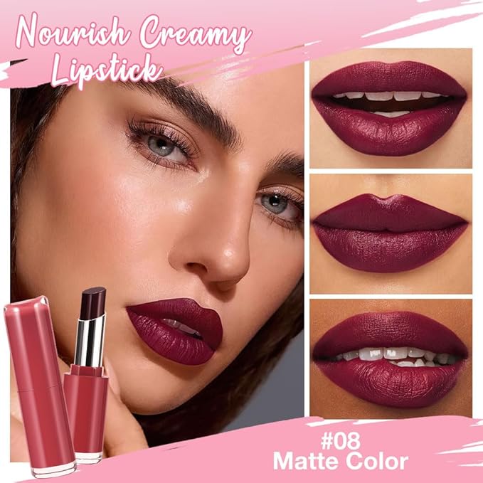 HHLTOH 2Pcs Honey Lipstick Tinted Lip Balm Set - Matte Tint Cream Lipsticks for All Skin Tones,Hydrating Lip Stain,Can be Buildable Nourishing Moisturizing Suitable for Women to Every Day Makeup 05&08
