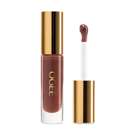 Ogee Beyond Clean Lip Gloss - Certified Organic Lip Gloss for Women - Effortlessly Plump, Hydrate & Add High-Shine Color, Foxglove - Rich Rosy Brown