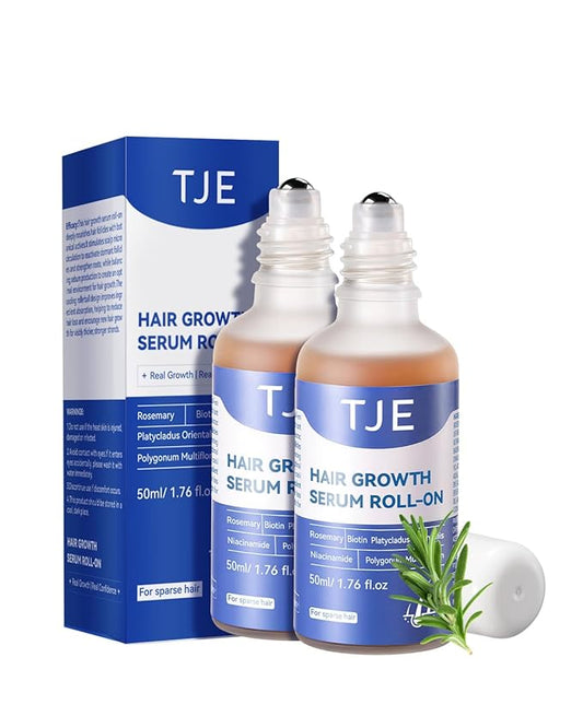 Hair Growth Serum Roll On 100ml | 3% Rosemary Extract + Caffeine | For Thinning Hair & All Hair Types | Fast-Absorbing, No-Rinse Treatment For Thinning Hair & All Hair Types 2pcs