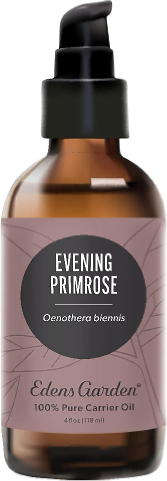 Edens Garden Evening Primrose Carrier Oil- 100% Pure Premium Cold Pressed & Hexane Free, Natural Antioxidant Rich Moisturizer For Face, Skin, Hair & Nail Care, Diluting Essential Oils 118 ml (4 fl oz)
