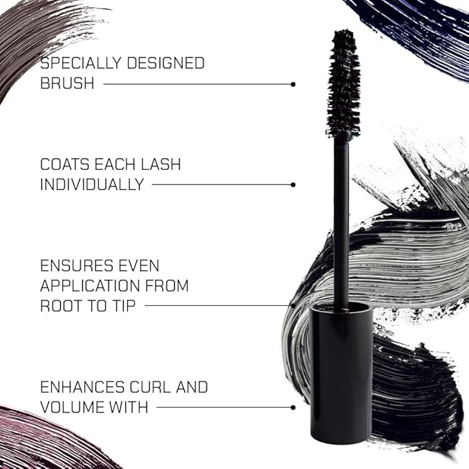Radiant Professional Lengthening Mascara with silicone brush – Smudge-Proof Curl Mascara Volume and Length for Sensitive Eyes, Cruelty Free, Ideal for Mature & Young Women, 0.43 oz (04 Violet)