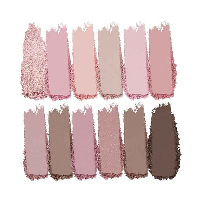 SUAKE 12 Colors Matte Shimmer Eyeshadow Palette for Eye Makeup,with Mirror, Nude Brown Pink Peach, High Pigmented Tan Gray Eye Shadow Primers Powder Palet de sombras de ojos
