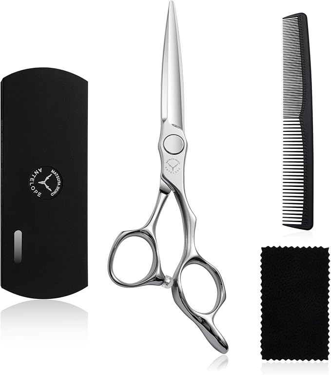 Professional Hair Cutting Scissors 6 Inch – 440C Stainless Steel Barber Shears with Convex Edge, Lightweight Ergonomic Haircut Scissors for Stylists, Apprentices & Home Use