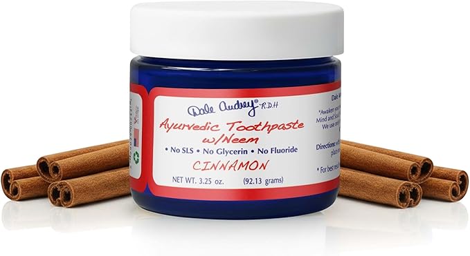 Dale Audrey Ayurvedic Mineralizing Tooth Paste, Organic Cinnamon Flavor for Teeth Whitening and Fresh Breath, Enamel Repair Vegan Toothpaste | Natural Toothpaste Fluoride Free-3.25 Oz