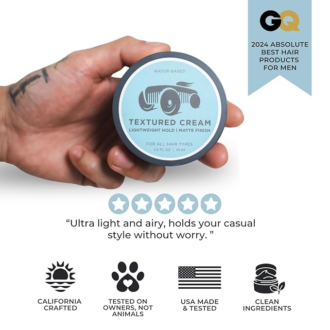Brightside Textured Cream | Lightweight Hold Matte Finish | Water Based Clay Blend | for All Hair Types | Styling Product