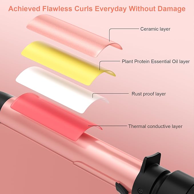 Automatic Rotating Curling Iron, 3 in 1 Thermal Brush Set 1-1 1/2 Inch, Auto Hair Curler with 3 Temps, 100 Million Ionic, Travel Dual Voltage Self Curling Wand for Beach Waves, Ceramic Coating