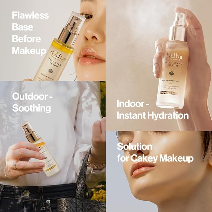 d'alba Piedmont Italian White Truffle First Spray Serum, Vegan Skin Care, Hydrating Face Moisturizer, Glow Serum for Radiant Skin, Non Comedogenic, All In One Mist (1.69 fl oz.)