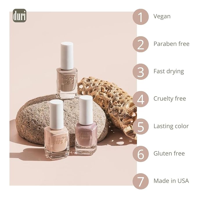 duri Nail Polish, 775 Vinyl Records, Gorgeous Tan with Golden Shimmer, Full Coverage, Quick Drying, Long Lasting, 0.45 Fl Oz