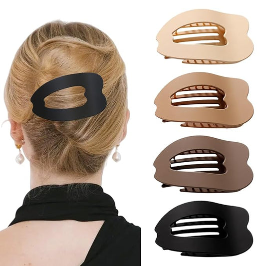 Flat Claw Hair Clips for Women, 4.3 Inch Non-Slip Matte Hair Claw Clips for Thin Thick Hair, Large Neutral Hair Accessories for Comfort & All-Day Hold, Ideal for Driving, Exercise & Daily Wear